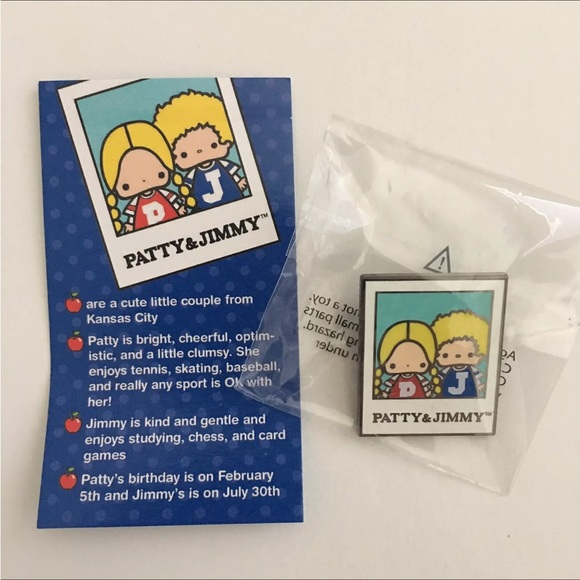 New Sanrio Friend of the Month Pin Patty and Jimmy & Story Card Feb 2017 NIP - Picture 2 of 6